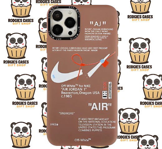 NIKE X OFF-WHITE BROWN DESIGN PHONE CASE | Stylish Sneaker-Inspired Phone Case for Fashion Lovers