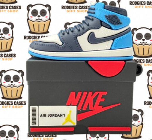 Nike Air Jordan 1 Retro High OG Obsidian Sneaker Shoebox Design AirPod Case | Stylish Sneaker-Inspired Tech Accessory for Sneakerheads & Gift Ideas