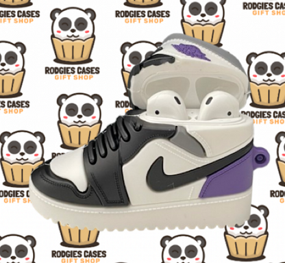 Nike Air Jordan 1 Retro Mid SE Purple Sneaker Shoebox Design AirPod Case | Stylish Sneaker-Inspired Tech Accessory for Sneakerheads & Gift Ideas