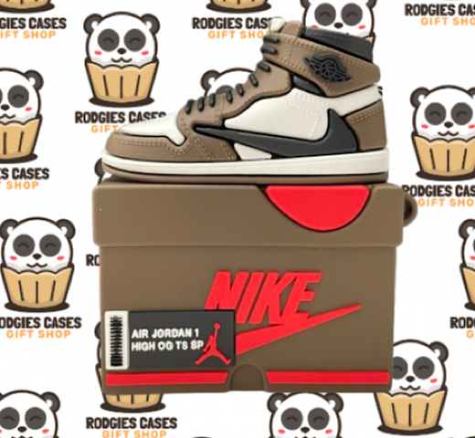 Nike Air Jordan 1 Retro High x Travis Scott Cactus Jack Sneaker Shoebox Design AirPod Case | Stylish Sneaker-Inspired Tech Accessory for Sneakerheads & Gift Ideas