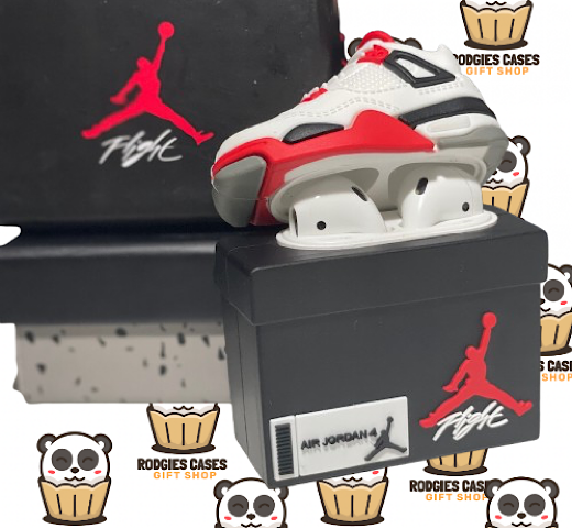 NIKE AIR JORDAN 4 RETRO FIRE RED SNEAKER SHOBOX DESIGN AIRPOD CASE | Stylish Sneaker-Inspired Tech Accessory for Sneakerheads & Gift Ideas