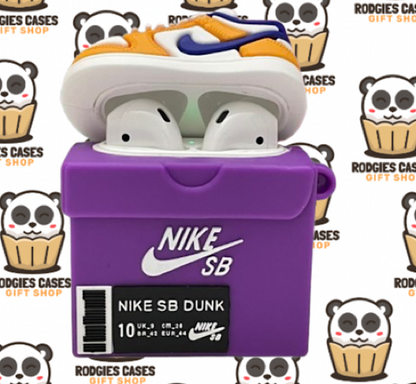 Nike SB Dunk Low Laser Orange Purple AirPod Case | Stylish Sneaker-Inspired Shoebox Design Tech Accessory for Sneakerheads & Gift Ideas